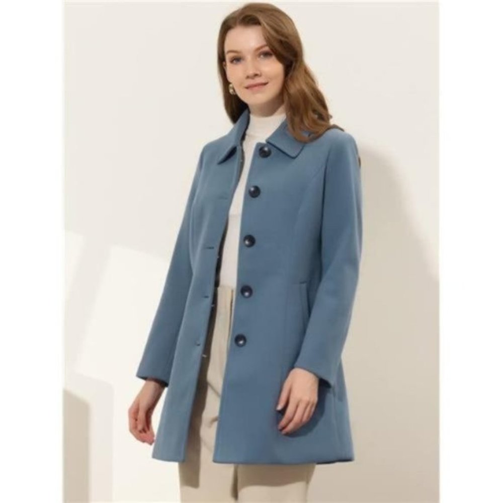Women's H14 Winter Single Breasted Coat Greyish Blue